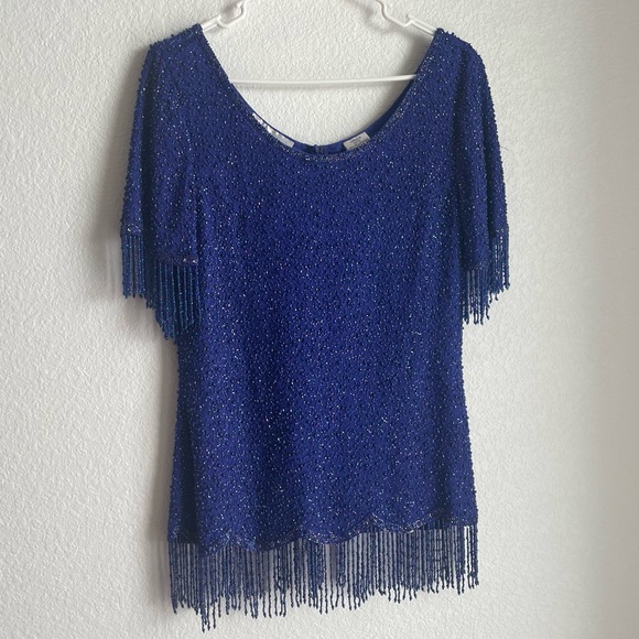 💙HAND BEADED VINTAGE TOP💙 - Picture 1 of 5
